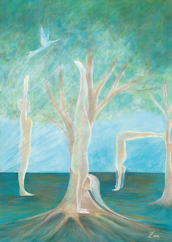 L’Arbre tête en bas, Adho Mukha Vrksasana von Zoé Audou, Malerei kaufen auf Singulart