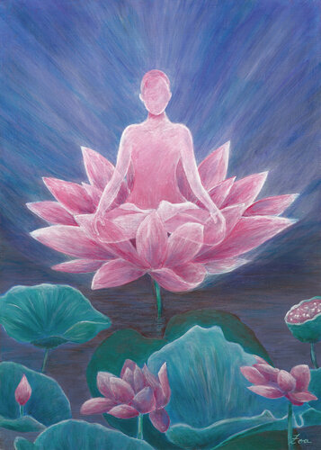 Le lotus, Padmasana von Zoé Audou, Malerei kaufen auf Singulart