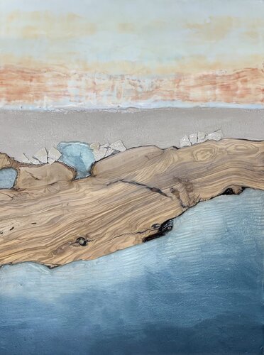 Driftwood On The Beach by Brigitte Schmitz-Kirschbaum, Painting for Sale on Singulart