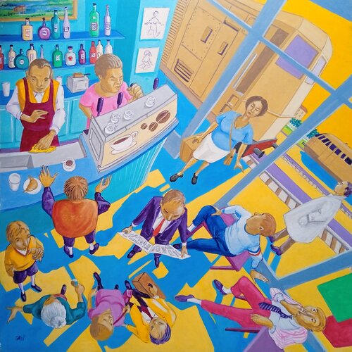 IL BAR DELLA STAZIONE von STEFANO GALLI, Malerei kaufen auf Singulart