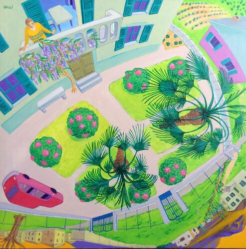 LA CASA DEL GLICINE E DELLE PALME di STEFANO GALLI, Pittura in vendita su Singulart
