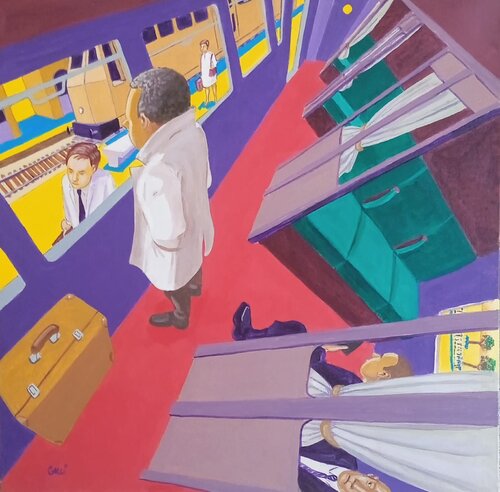 IL VIAGGIATORE PREOCCUPATO di STEFANO GALLI, Pittura in vendita su Singulart