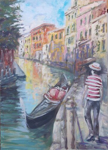 Gondoliere a San Trovaso van Daniele Bianco, Schilderij te koop op Singulart