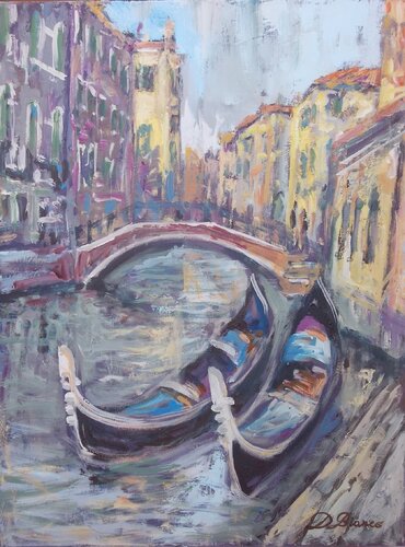 Le due Gondole (prima versione) van Daniele Bianco, Schilderij te koop op Singulart