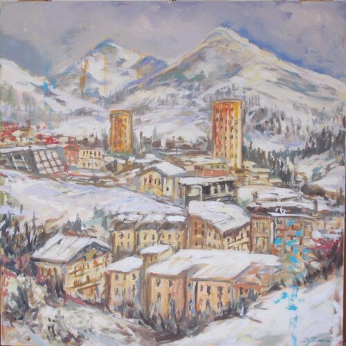 Neve a Sestriere par Daniele Bianco, Peinture en vente sur Singulart