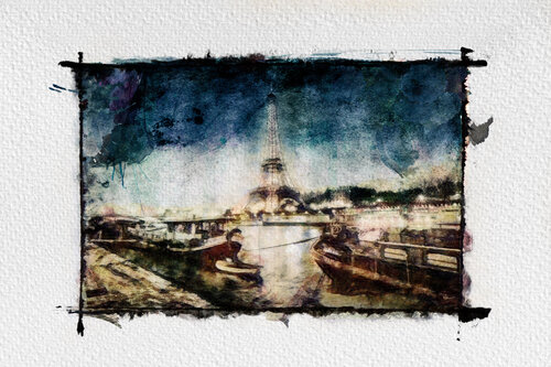 Le soir à la Rive Droite van Fernando Grilli, Werk op papier te koop op Singulart