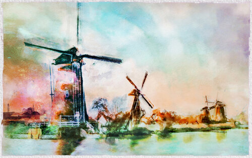 Kinderdijk van Fernando Grilli, Werk op papier te koop op Singulart