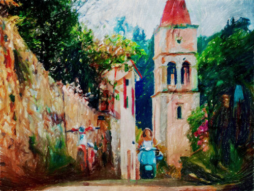 Un verano en aquella isla griega van Fernando Grilli, Werk op papier te koop op Singulart