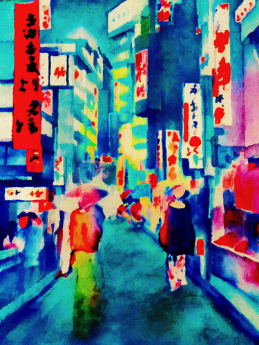 Tokyo nocturno van Fernando Grilli, Werk op papier te koop op Singulart