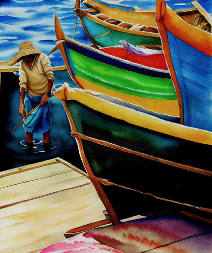 Pescador de misterios van Fernando Grilli, Werk op papier te koop op Singulart
