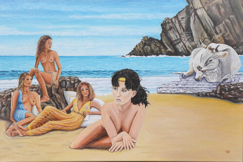Europa and the white bull van Ron Westerweel, Schilderij te koop op Singulart