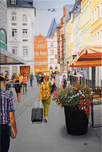 Fleischstrasse in Trier van Ron Westerweel, Schilderij te koop op Singulart