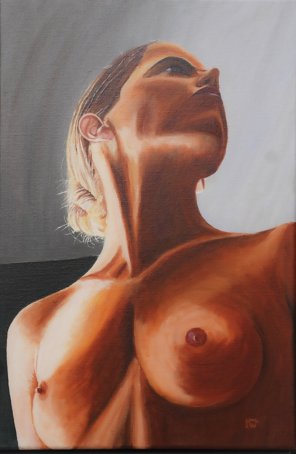 Naked woman looking over her shoulder Ron Westerweel Originalgemälde zu verkaufen