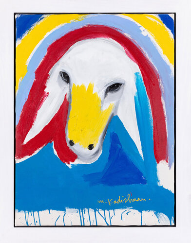 Sheep Head by Menashe Kadishman, 회화 for Sale on Singulart