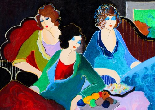 Three Ladies at the Table von Itzchak Tarkay, Malerei kaufen auf Singulart