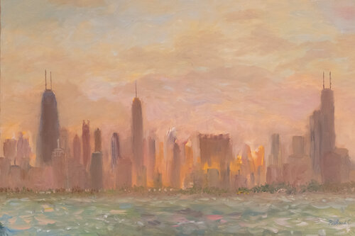 Chicago Skyline von Richard Chiang, Malerei kaufen auf Singulart