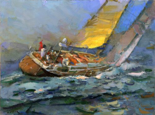 Oil Painting on Canvas "Against the wind" by Eugene Segal, Painting for Sale on Singulart