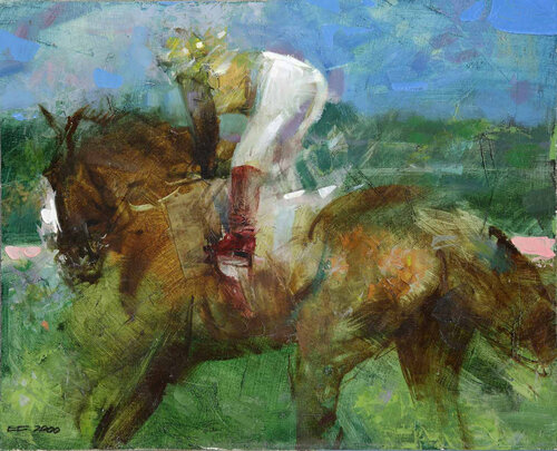 OIL PAINTING on canvas "RIDER" by Eugene Segal, Painting for Sale on Singulart
