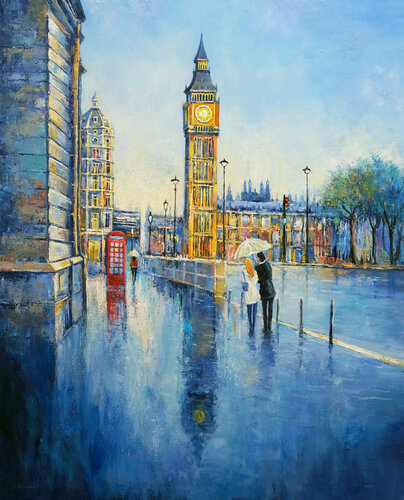 Rainy London di Behshad Arjomandi, Pittura in vendita su Singulart
