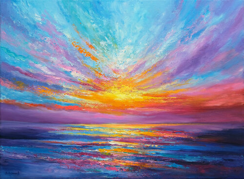 Abstract Sea Sunset van Behshad Arjomandi, Schilderij te koop op Singulart