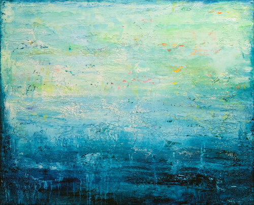 Abstract Turquoise Landscape IX van Behshad Arjomandi, Schilderij te koop op Singulart