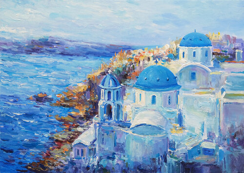 Santorini par Behshad Arjomandi, Peinture en vente sur Singulart