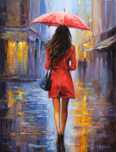 Rainy Day Walk di Behshad Arjomandi, Pittura in vendita su Singulart
