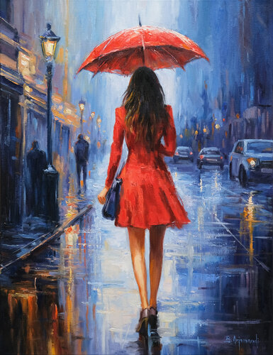 Rainy Street di Behshad Arjomandi, Pittura in vendita su Singulart