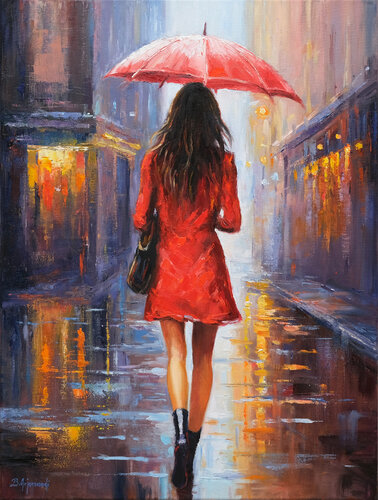 Rainy day in the city di Behshad Arjomandi, Pittura in vendita su Singulart
