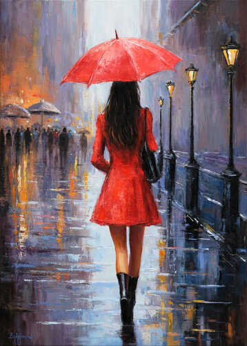Walking in the Rain di Behshad Arjomandi, Pittura in vendita su Singulart