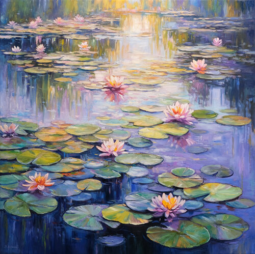 Water Lily Pond par Behshad Arjomandi, Peinture en vente sur Singulart