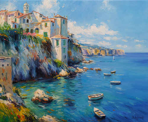 Polignano a Mare - Italy par Behshad Arjomandi, Peinture en vente sur Singulart