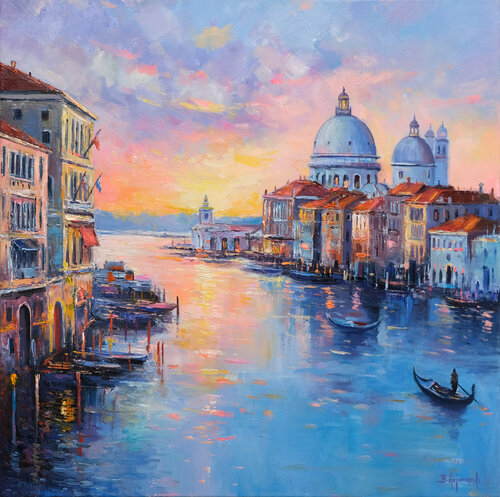Venice Grand Canal at Sunset par Behshad Arjomandi, Peinture en vente sur Singulart