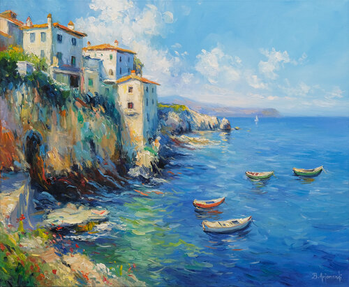 Italian Coastal Seascape di Behshad Arjomandi, Pittura in vendita su Singulart