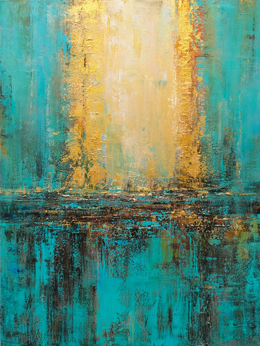 Turquoise and Gold by Behshad Arjomandi, 油畫 for Sale on Singulart