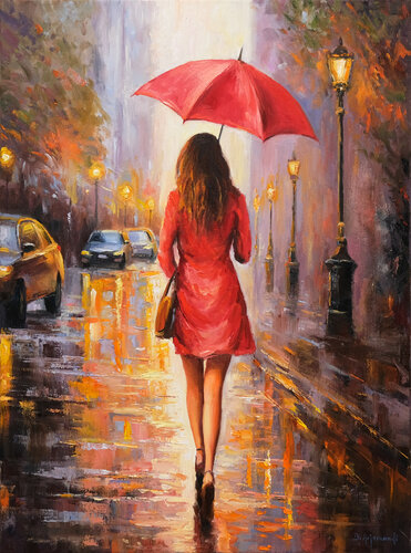 Rainy Street di Behshad Arjomandi, Pittura in vendita su Singulart