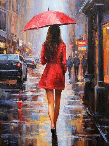 Rainy Day Walk di Behshad Arjomandi, Pittura in vendita su Singulart