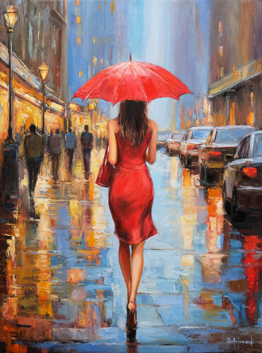 Street Rainy Day by Behshad Arjomandi, 油畫 for Sale on Singulart