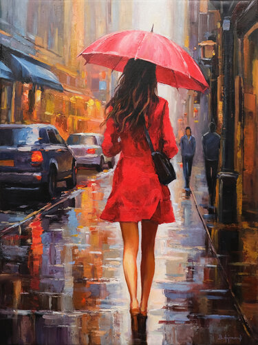 Spring Rainy Day In The City par Behshad Arjomandi, Peinture en vente sur Singulart
