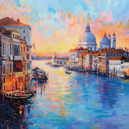 Magical Sunset in Venice par Behshad Arjomandi, Peinture en vente sur Singulart
