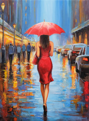City Rain Reflections by Behshad Arjomandi, Painting for Sale on Singulart