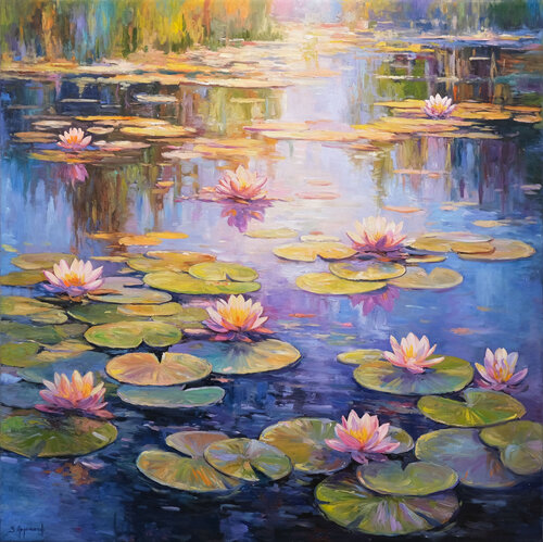Dream of the Water Lily Pond by Behshad Arjomandi, Painting for Sale on Singulart