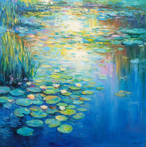 Serene Water Lily Pond by Behshad Arjomandi, Painting for Sale on Singulart