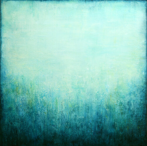 Abstract Turquoise Landscape V van Behshad Arjomandi, Schilderij te koop op Singulart
