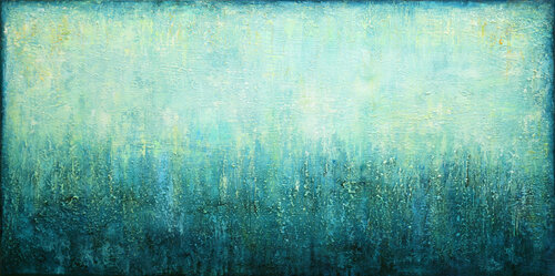 Green Abstract Landscape van Behshad Arjomandi, Schilderij te koop op Singulart