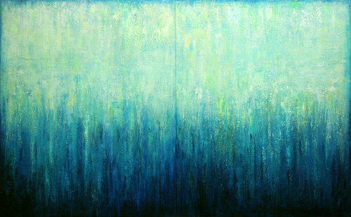 Abstract Turquoise Landscape VII van Behshad Arjomandi, Schilderij te koop op Singulart
