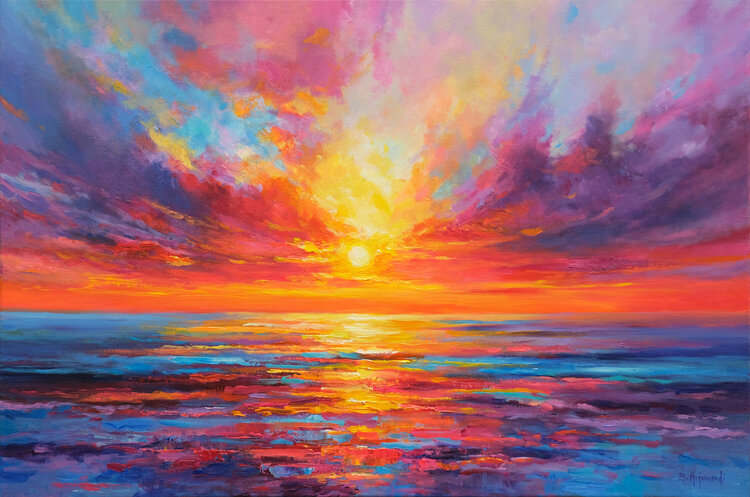 Vibrant Sunset by Behshad Arjomandi (2024) : Painting Oil on