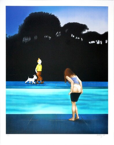Tintin à la piscine by Ole Ahlberg, Print for Sale on Singulart