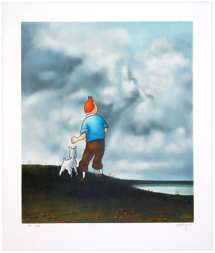 Tintin au pays des nuages by Ole Ahlberg, Print for Sale on Singulart