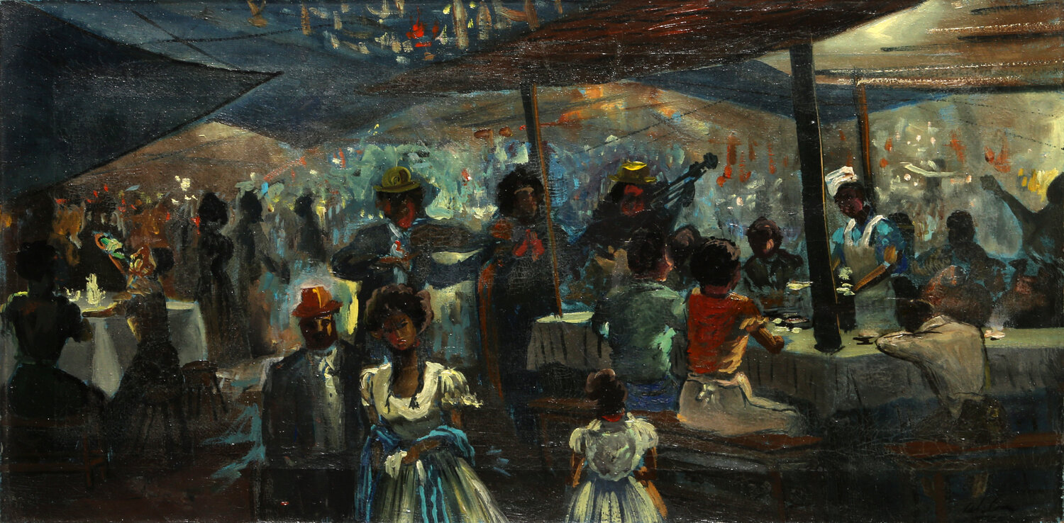 Restaurant Scene Charles Alston Dipinto originale in vendita